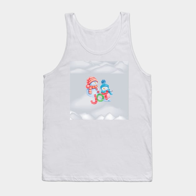 Snowman Celebrates Christmas In Snow Tank Top by justrachna